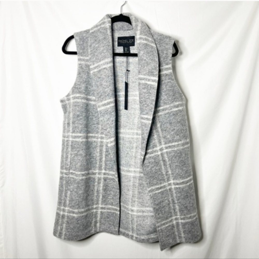 Rachel Zoe Heather Gray Long Vest, Wool Blend